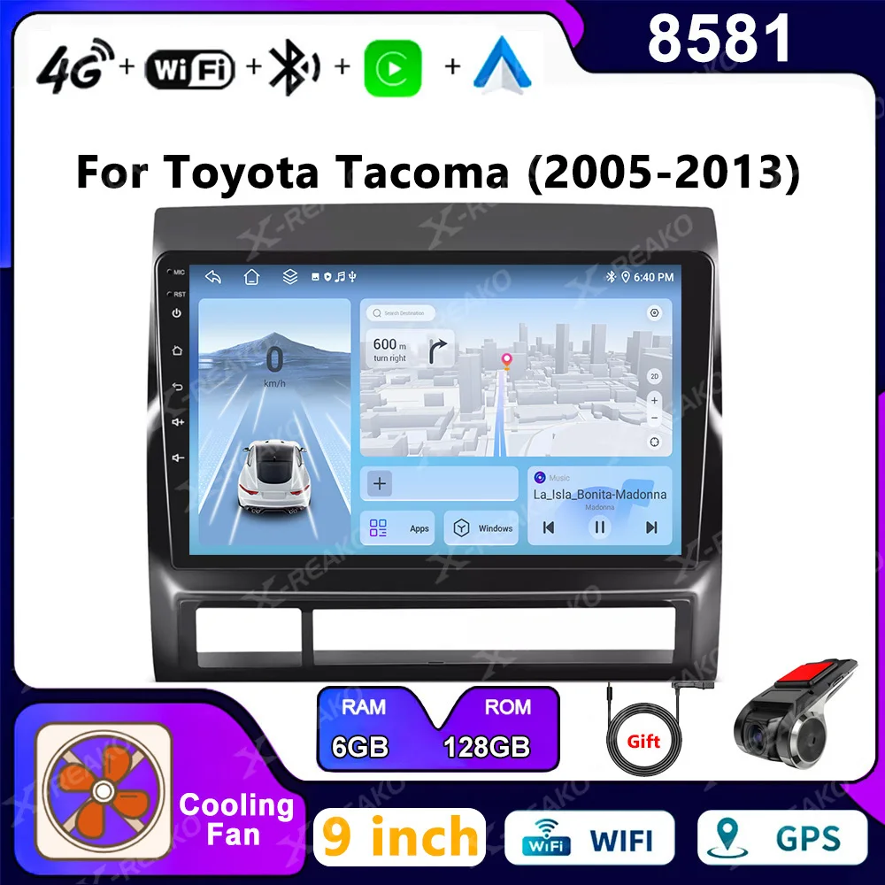 

X-REAKO 9 дюймов беспроводной Carplay Android автомобильный радиоприемник для Toyota Tacoma 2005-2013 автомобильный видеопроигрыватель MP5 4G WIFI GPS навигация