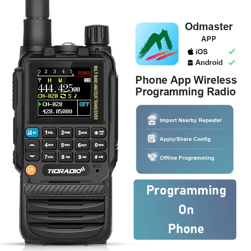 TIDRADIO H3 Walkie Talkie Phone APP Programação sem fio Dual PTT Air Band Rádio de longo alcance USB Tipo-C Cabo Programação e carga