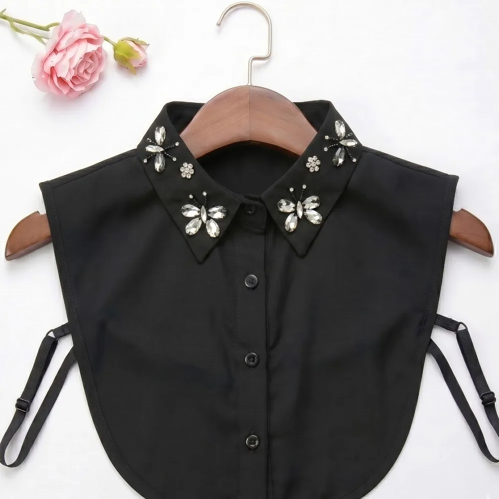 Fashion Chiffon Fake Collar Cotton Beaded Detachable Shirt Collar Handmade Decorative Collar Shirts