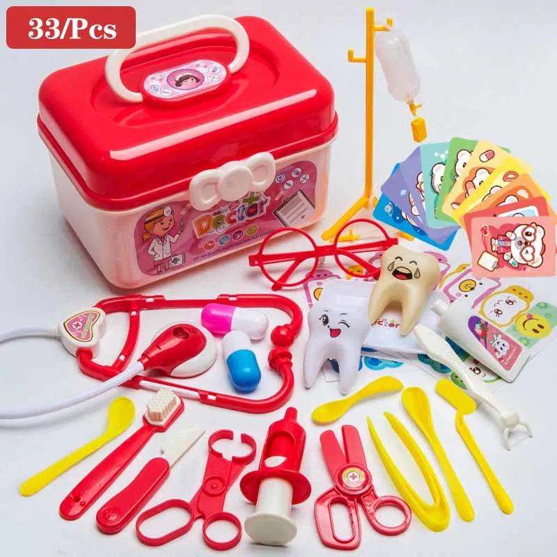 Simulação Doctor Toys Set Para Crianças, Estetoscópio Enfermeiro, Injeção, Play House, Caixa de Ferramentas Médicas, Meninas, Jogar