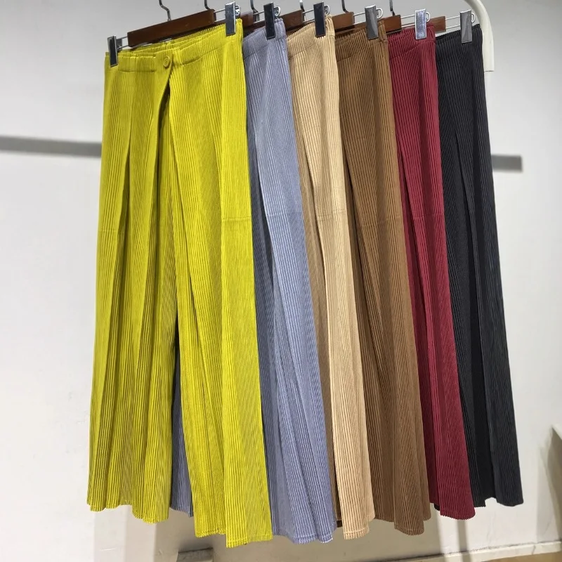 Miyake Pleated 2026 Pants Female Fall and Winter New Elastic Waist Hundred Wide-legged Pants Loose Straight Casual Pants Pleats