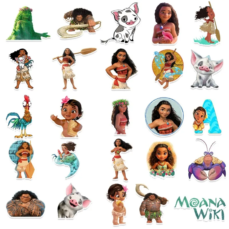 50pcs Moana Movie Cartoon Stickers Suitcase Water Cup Stationery Mobile Phone Car Scooter Laptop Refrigerator Decoration