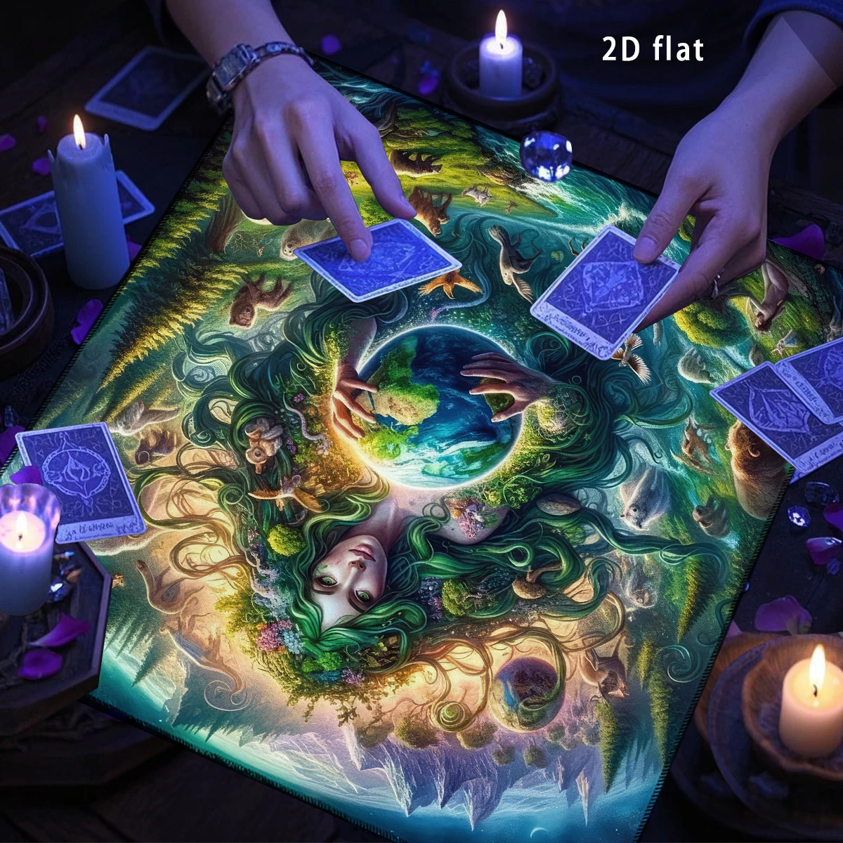 50/75/110/137cm Tarot mat Nature Life Harmony Altar Cloth Tarot Tablecloth Mystical Earth Goddess Divination Cloth Animals