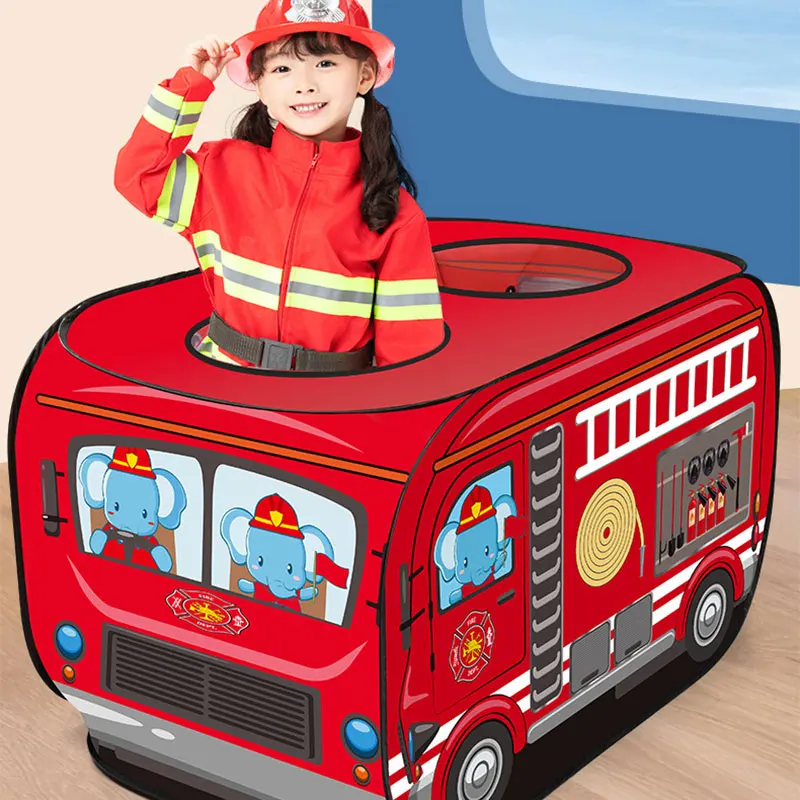 

Fire Truck Themed Game Play Tent House Toy for Kids Children Boys Indoor Outdoor Foldable Pop-up 3 Opening 2-3 Person