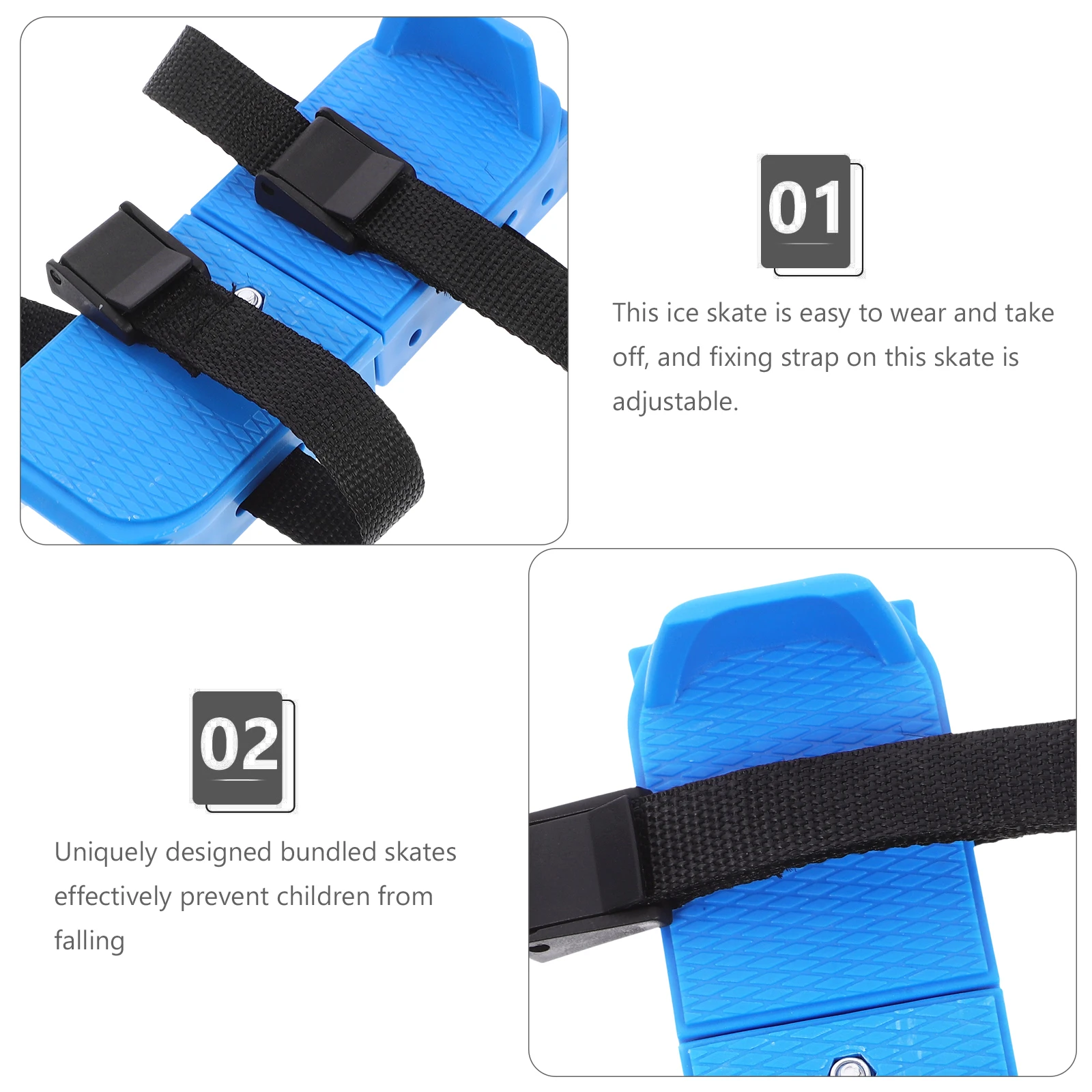 

1 Pair Adjustable Ice For Kids Toddler Skating Shoes With Fixing Straps Dual Blades Lightweight Stable Outdoor Ice Skates