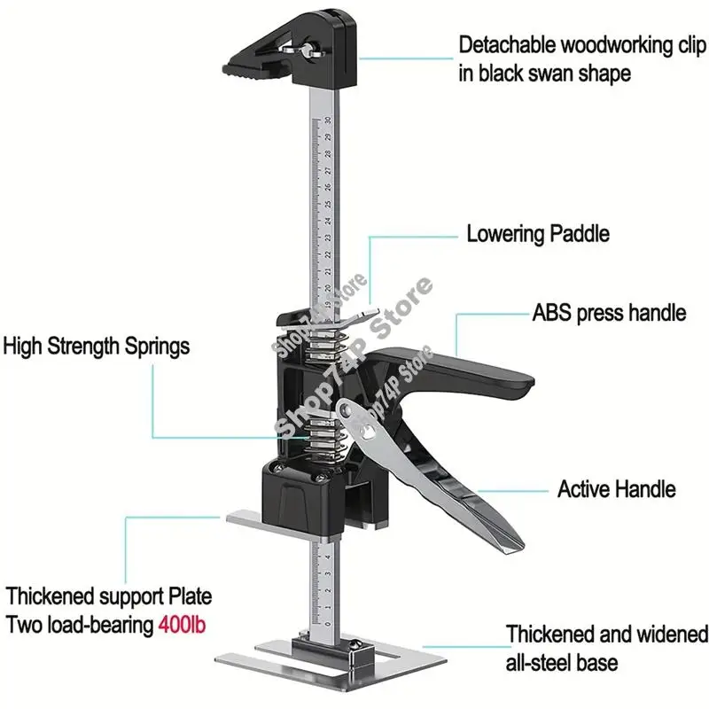 

ABJY-Precision Clamping Hand Device-Portable 15.5 Inch Height Adjustable Lift Jack-2 PCS Labor Save Arm Tool For Drywall Applica
