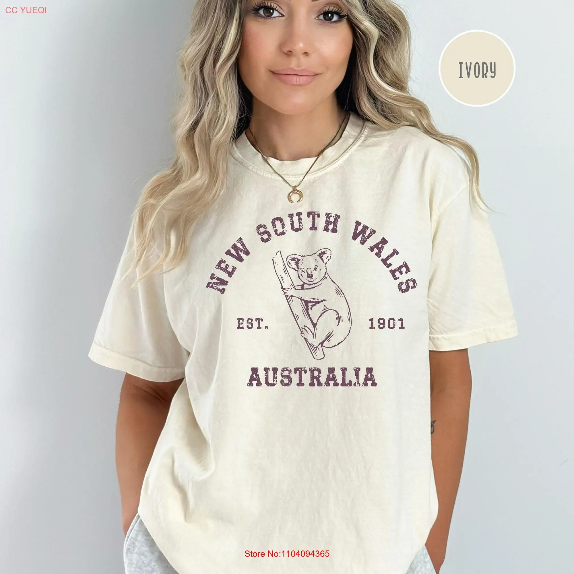 New South Wales Australia Grunge Style Comfort Colors T Shirt Koala Bear Travel Vacation long or short sleeves