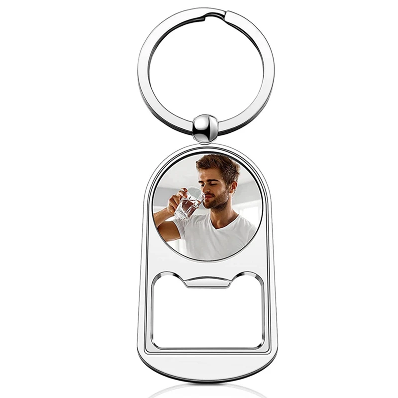 30 Pcs Sublimation Blank Keychain Metal Bottle Opener Blank Key Ring Heat Transfer Rectangular Sublimation Keychain