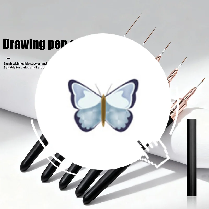 5PCS Nail Art Liner Pennelli Dimensioni Pittura Nail Design Pen 4/8/12/20/25mm Strumento di disegno per linee lunghe Dettagli sottili Penna per manicure