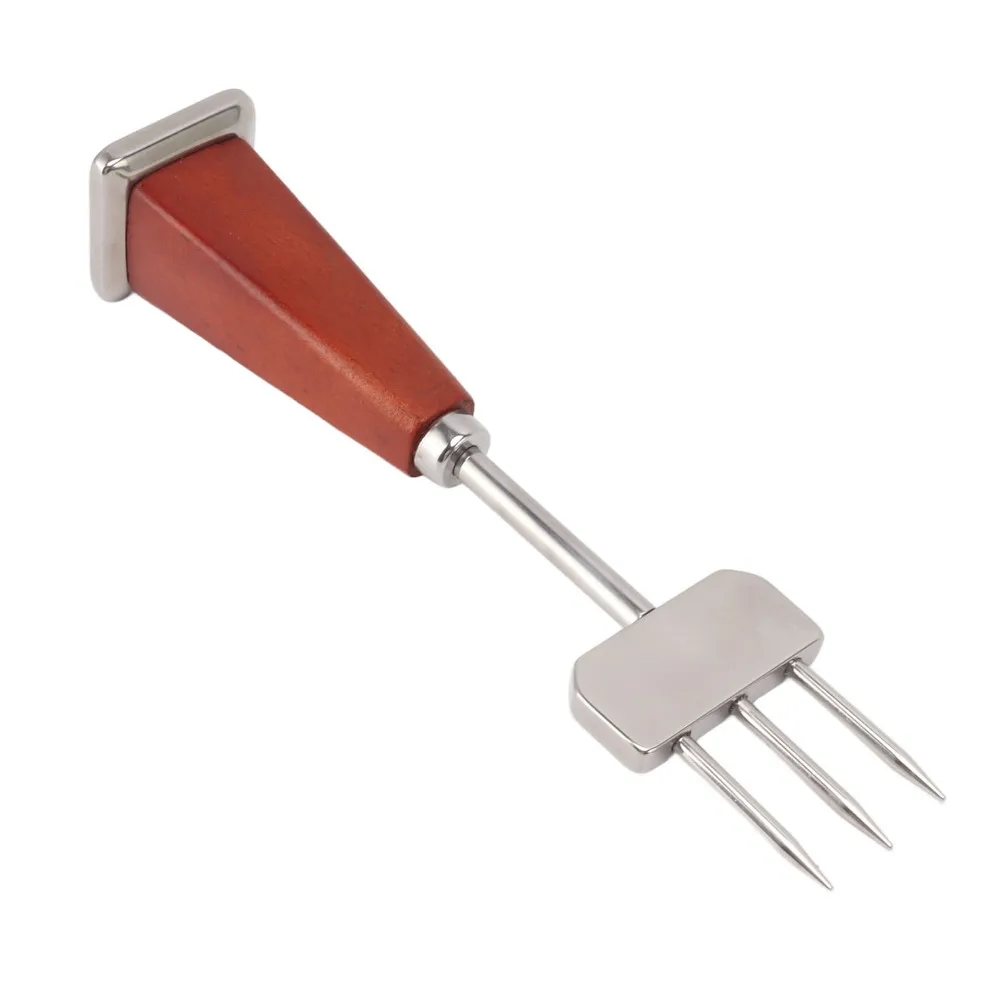 Stainless Steel Ice Chisel Chipper Wood Handle Three Prong Design Ice Crusher Tool Stable Construction Three Prong Ice Pick