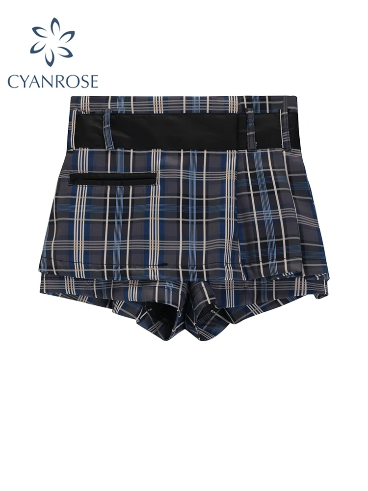 

Women Plaid A-line Shorts Skirt Vintage 90s Aesthetic Y2k Mini Skirt Harajuku Korean Streetwear Fashion Skirt 2000s Clothes 2024