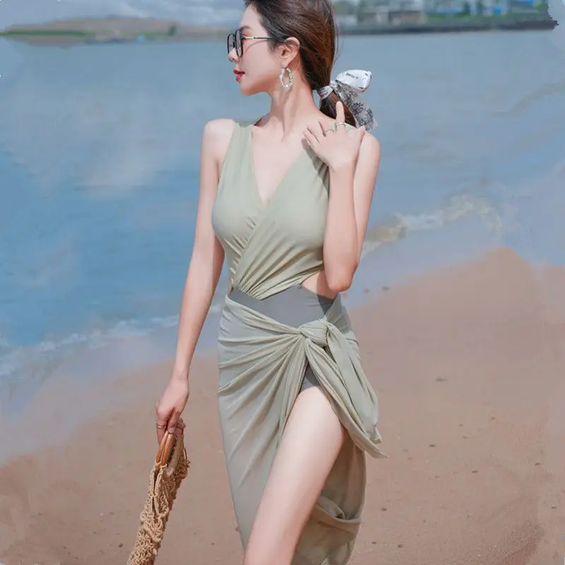 New Pure and Sexy Swimsuit for Women One-piece Bikini Bikini Conservative Belly-covering High-end Hot Spring Swimsuit