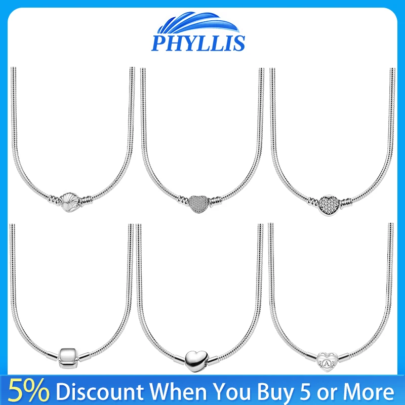 2024New Hot Sale 925 Sterling Silver Classic Heart Shaped Women\'s Necklace Suitable for Pendant Fashion Pendant Jewelry DIY Gift