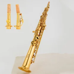 Made in Japan 875EX Soprano Saxophone B-Flat Straight Gold Lacquered Body musical instrument professional with Case Accessories