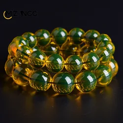 Natural Pure Water Blue Amber Hand String Wax Buddha Beads Round Bead Single Circle Bracelet Fashion Jewelry for Men and Women