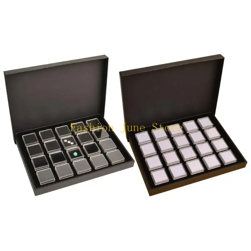 N5KA Transparent White Small Square Boxes Gemstones Display Box with Clear Window