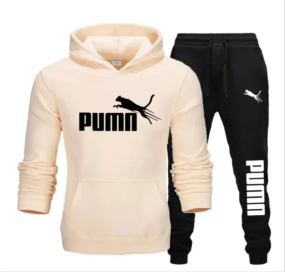 Ensemble sweat à capuche d'hiver pour hommes, mode polaire rouge, pantalon de marque noir, costume de jogging décontracté, survêtement