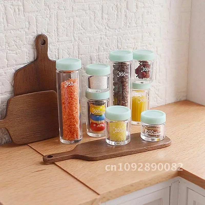 8pcs/set 1/6 Scale Simulation Miniature Dollhouse for Container Kitchen BJD Blyth Storage Can Doll Food Toy Mini