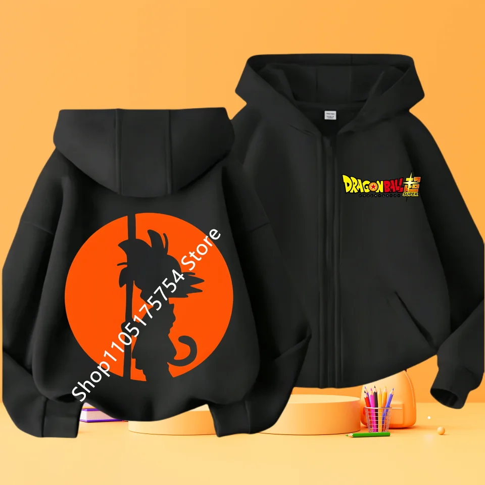 Chaqueta para niños, sudadera de anime, regalo, Dragon Ball Goku, sudadera con capucha y cremallera, abrigo de dibujos animados para niños y niñas, ropa fina de moda, sudadera con capucha de otoño