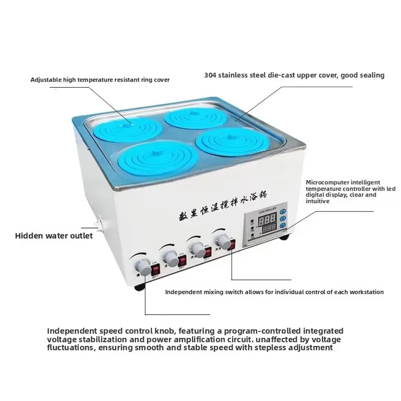 Cenlee Lab Water Bath Digital Thermostatic Heater 1C Accuracy Timer Function Electric Heating Stainless Steel Liner 3L