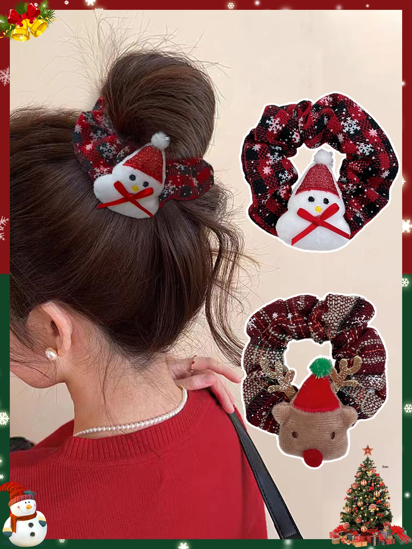 2 Stück Damen süße Weihnachten Haarschmuck Haarbänder Party Feier Rollenspiel Damen Haarschmuck Weihnachtsgeschenke