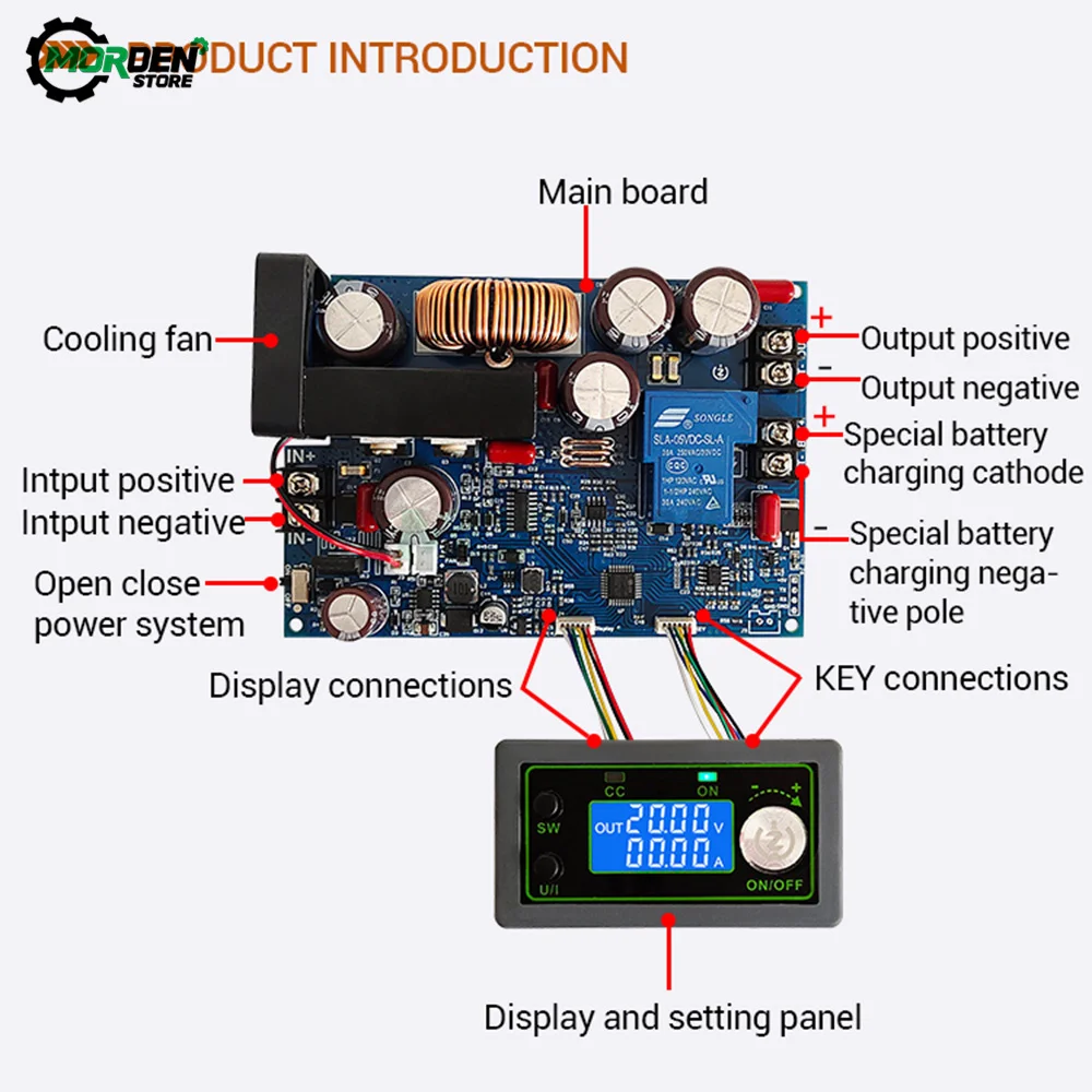 WZ10020L MPPT Solar DC Step-down Power Module 100V 1000W High Voltage High Power Buck Constant Voltage Power Supply Accessory