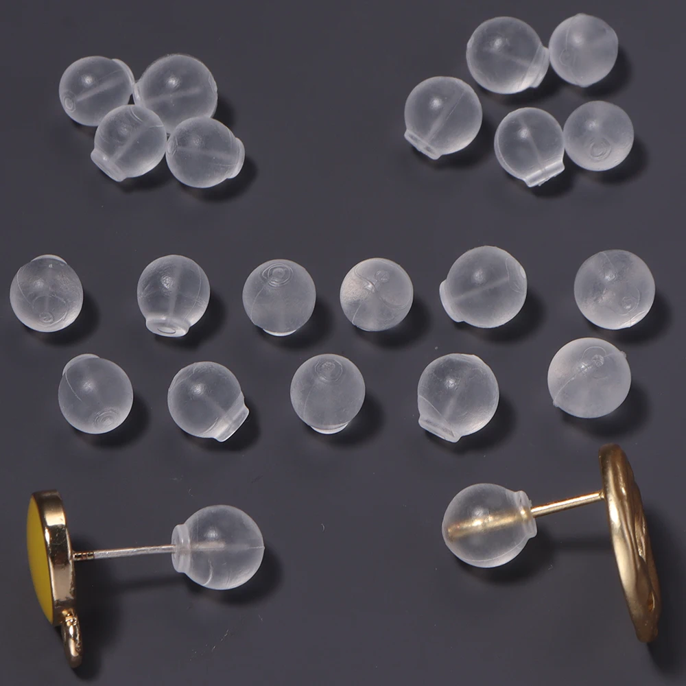 10pcs/lot TPE Clear Round Earring Backs Stoppers Soft Rubber Stud Earring Plugs for DIY Jewelry Making Earring Accessories