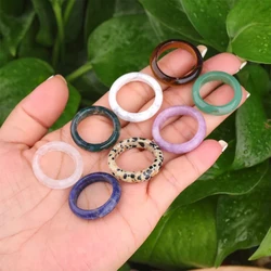 Natural Crystals Ring Healing Chakras Stone Quartzs Agate Tiger Eye Topaz Malachite Gemstones Finger Rings Women Fashion Jewelry