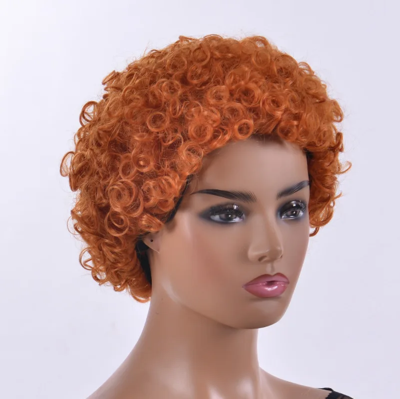 باروكات صغيرة مجعدة للسيدات، شعر مستعار صناعي كامل الرأس على الطراز الأفريقي مجعد أسود وردي شبكي منفوش للارتداء اليومي