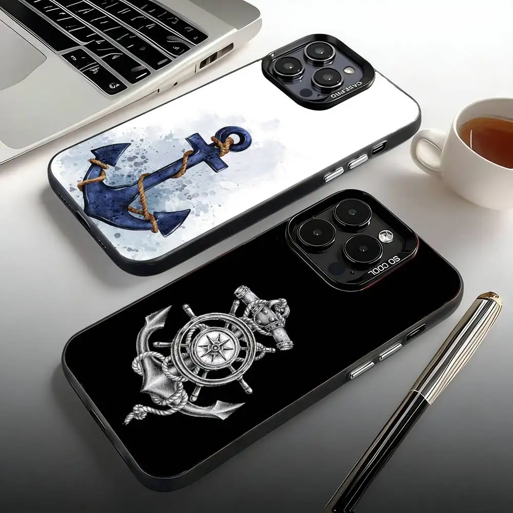 

A-Anchor Compass Nautical Sailor Phone Case For iPhone17,16,15,14,13,12,11,Pro,Max,Plus,Mini,SE,Air Candy Matte Shockproof Cover