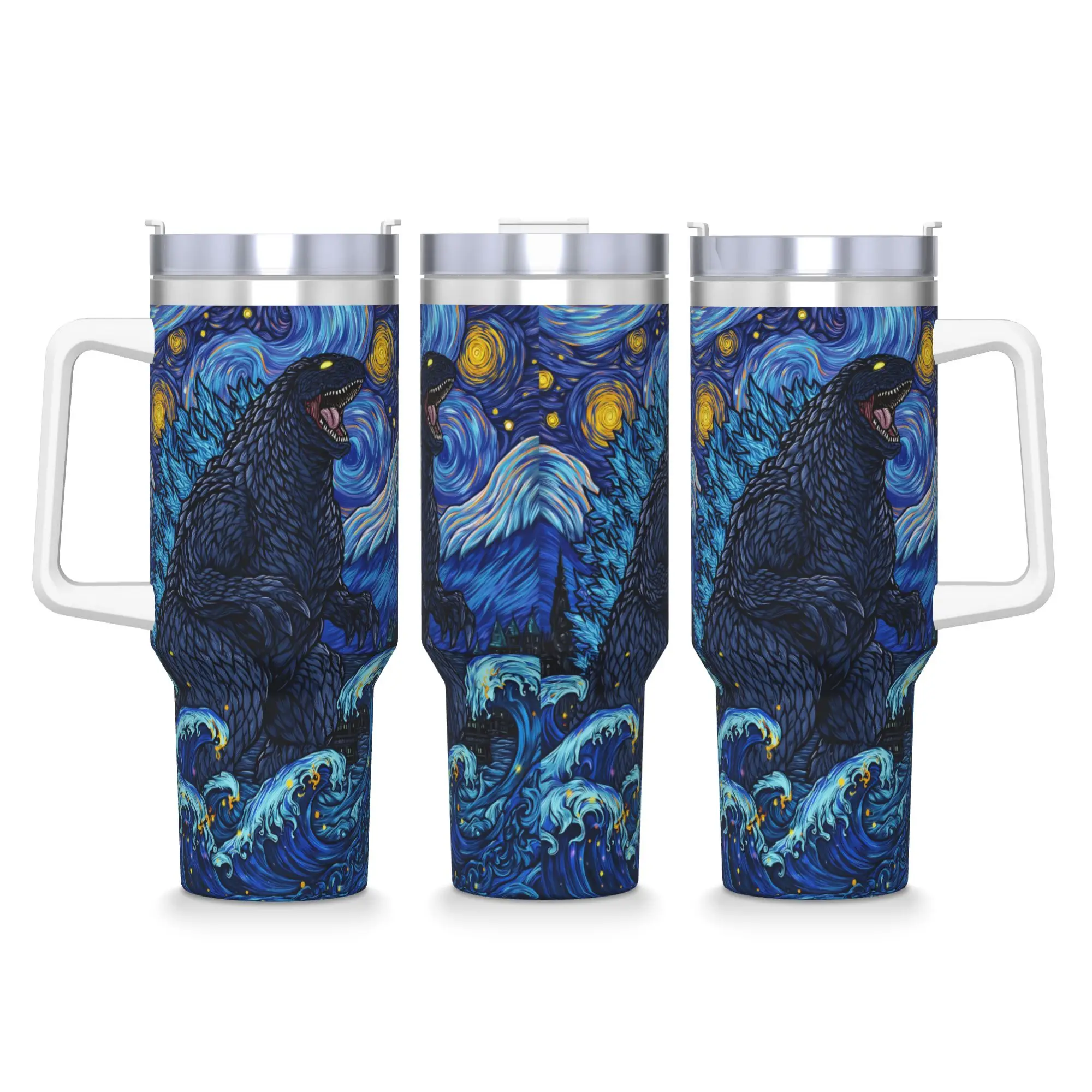 40OZ Stainless Steel Tumbler Monster G-Godzillas Thermal Mug  Keep Heat Cold and Hot Car Mugs Driving Water Bottle