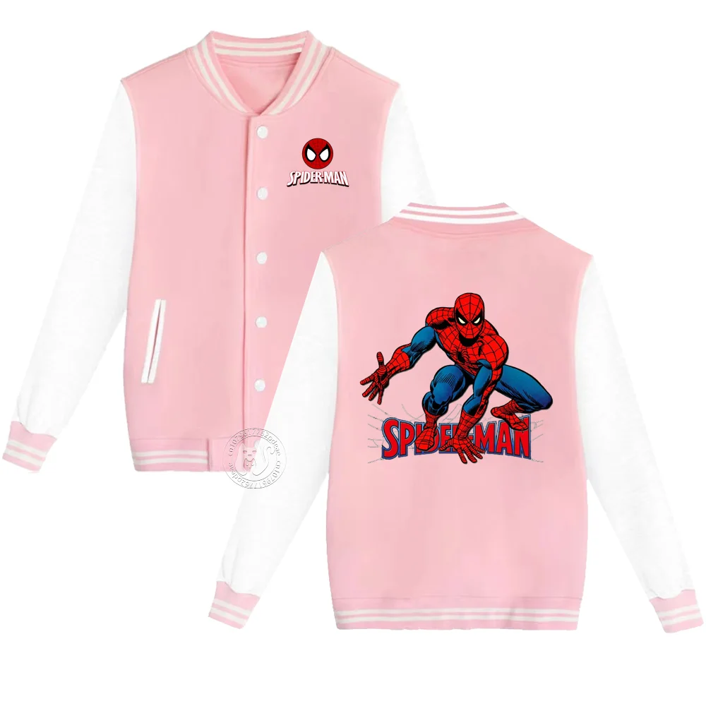 Kids Fall/Winter Spider-Man Printed Youth Baseball Uniforms Thickened warm stylish coats for boys and girls ages 2-14