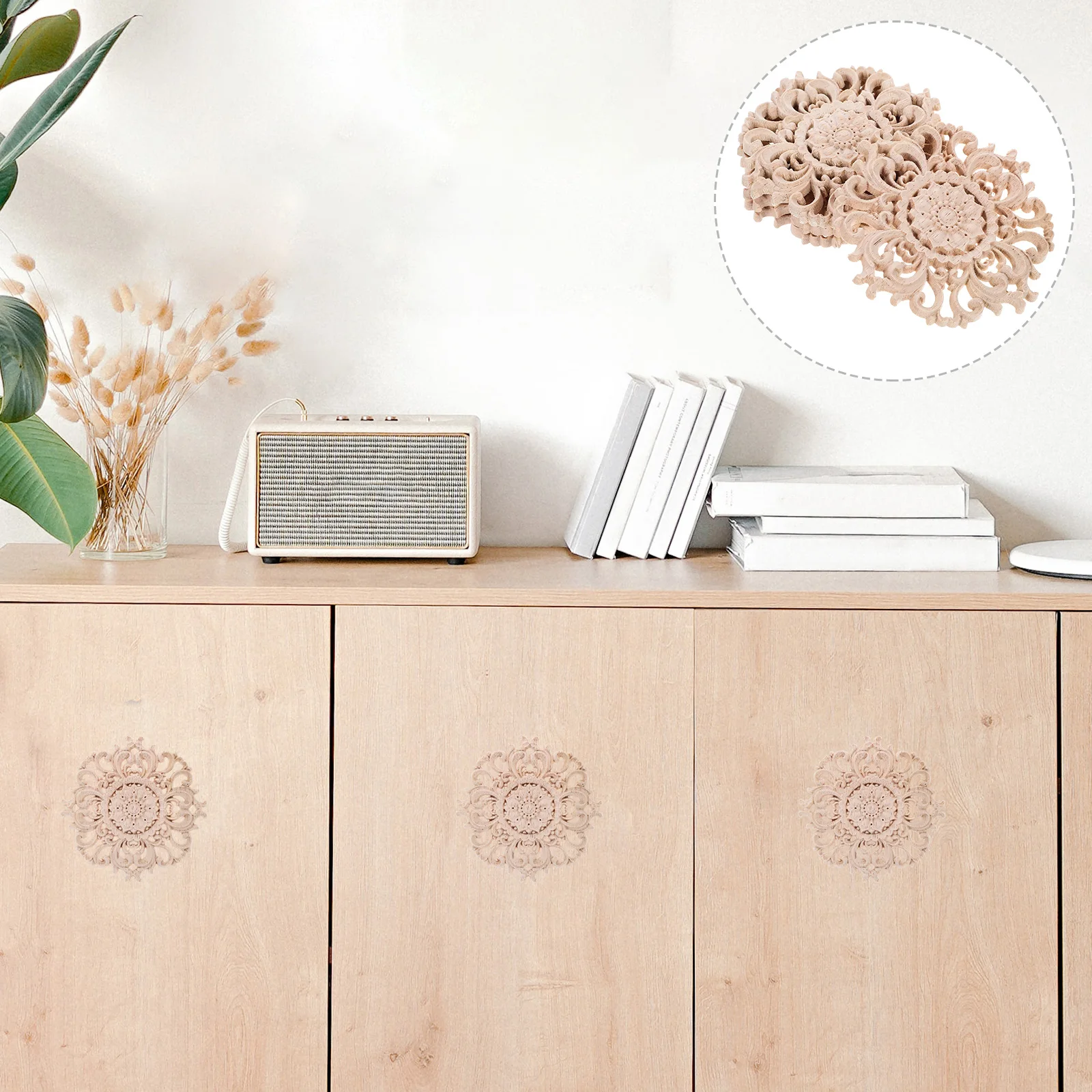 

4pcs Wood Carved Applique Wooden Onlay Decorative Furniture Decals European Style Cabinet Bed Mirror Decoration Wood
