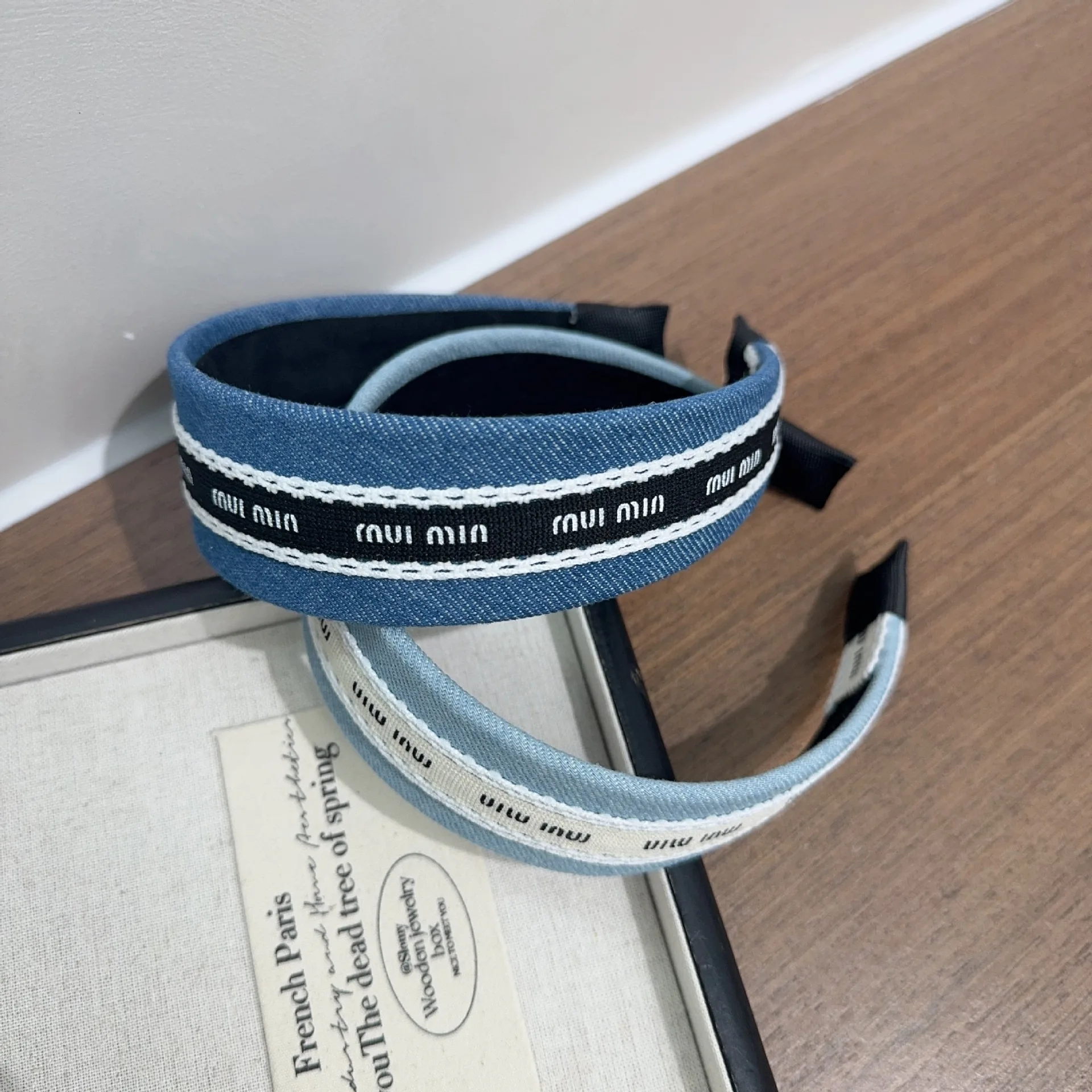 

Luxury Solid Color Denim Letters Sponge Headband for Women Summer New Fashion Girl Wash Face Wide Edge Simple Hair Band