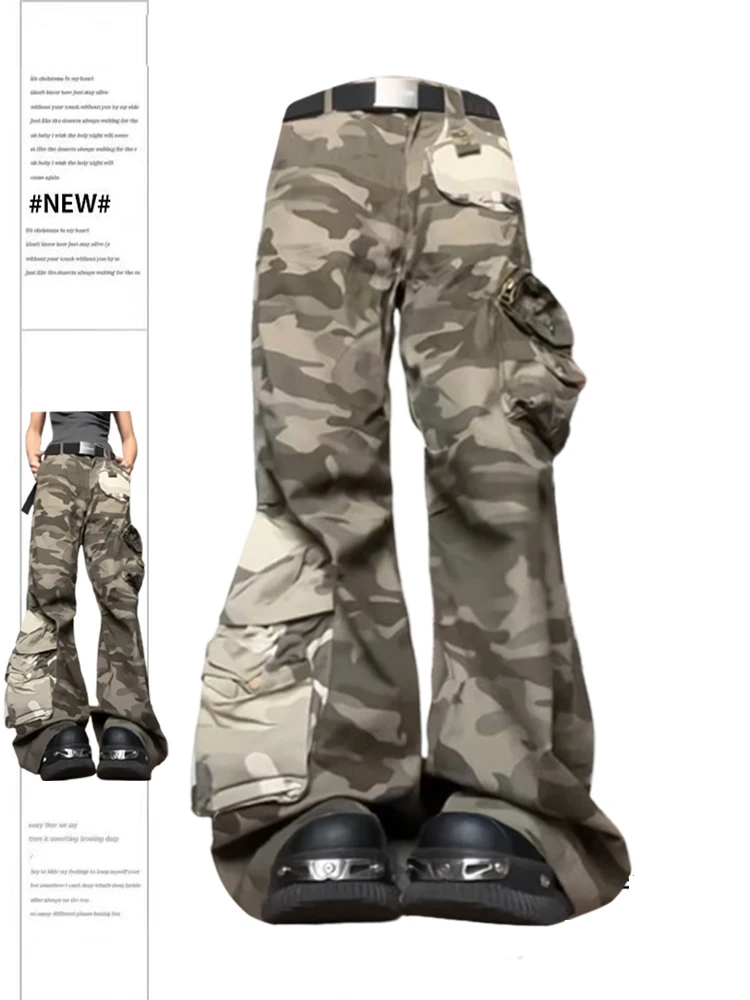 Women Y2k Camouflage Cargo Pants Streetwear Harajuku Japanese 2000s Style Baggy Pants 90s Vintage Trousers Fashion Clothes 2024