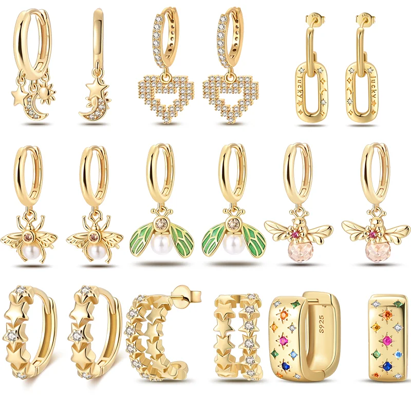 2024 argento placcato oro Charms orecchini a cerchio insetto per le donne Pave CZ Fine Friends fidanzamento anniversario gioielli regalo di natale