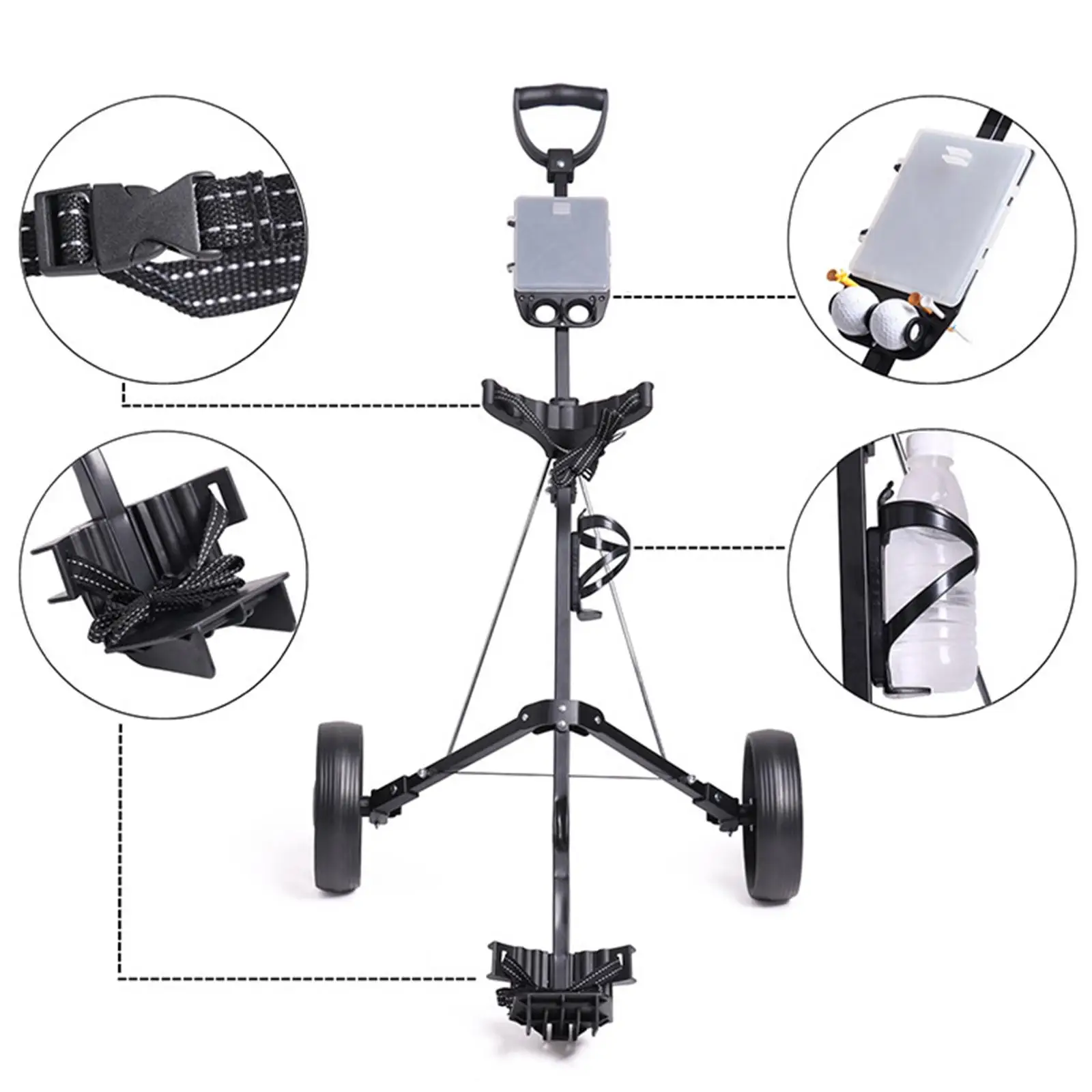 

Folding Golf Pull Cart Golf Push Cart 2 Wheel Folding Walking Cart Collapsible