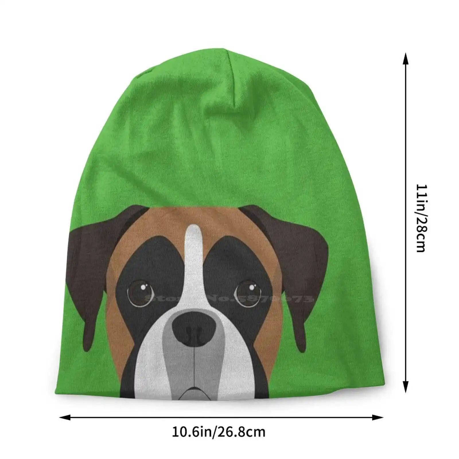 Boxer Dog Portrait Illustration Knitted Hat Warm Beanie Outdoor Caps Boxer Pets Funny Cute Dogs Hunting Dog Green Animal Dog