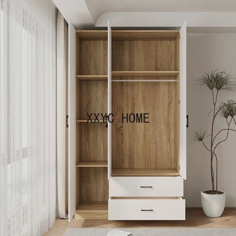 Customized: Three-door wardrobe, home bedroom, 1.5 meters, small apartment, modern and simple, swing door, 3-door wardrobe, stor