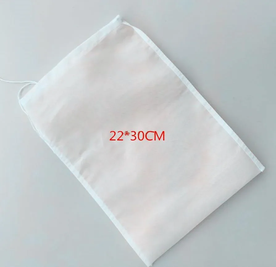 10pcs/lot-22*30cm 150/75/48 micron high density soybean milk fruit juice wine mesh Filter Bag Pollen powder storage bag