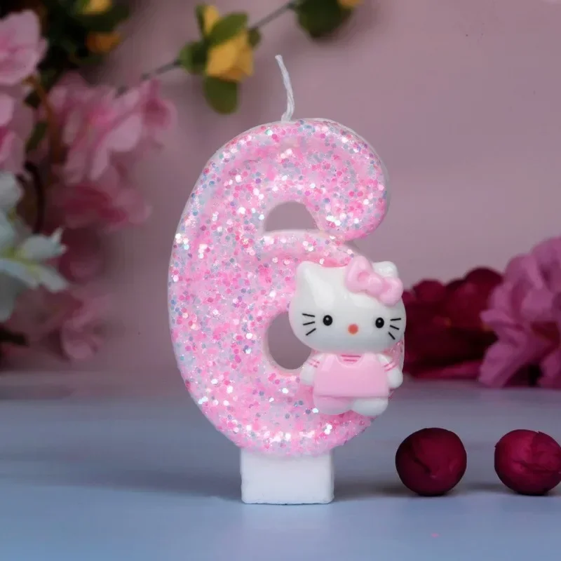 Hello Kitty Fun Digital Candles Creative Cute Cartoon Pattern Party Atmosphere Decoration Supplies Birthday Cake Accessories