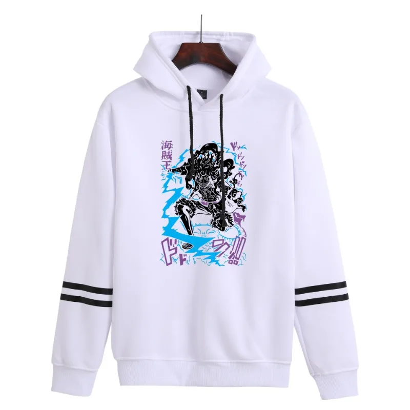 

New One Piece Women'S Men's Spring Autumn Fashion Hooded Casual Long Sleeve Anime Hoodies Sweatshirts Loose Stripe Pullover Gift