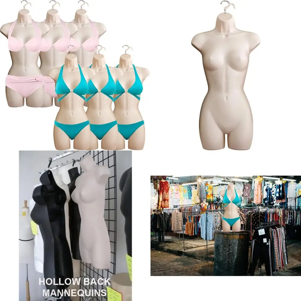 

Female Mannequin Dress Forms - Display Town S-M Sizes, 12 Pack with Hollow Back and Hanging Hook for Hip Long Torso Dressing