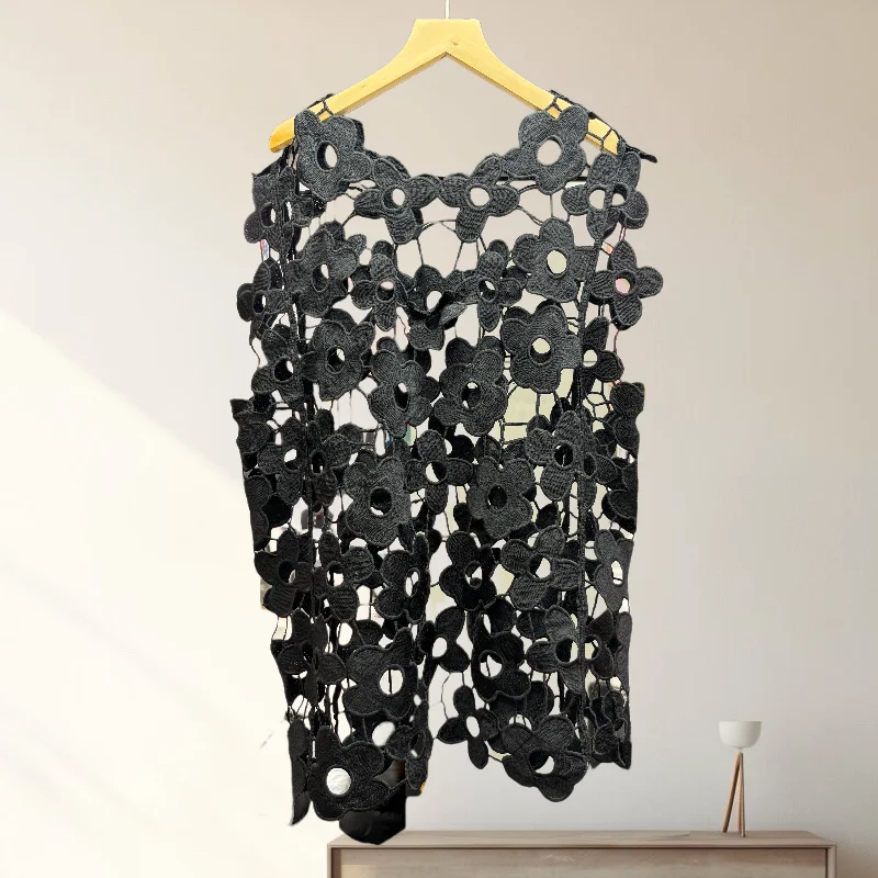 

Black,New,Summer,Korean,Style,Loose,Vest,Fashion,Sexy,Hollow Out,Patchwork,Chic,Women,Sleeveless,Camis,All Match,Tops,562506
