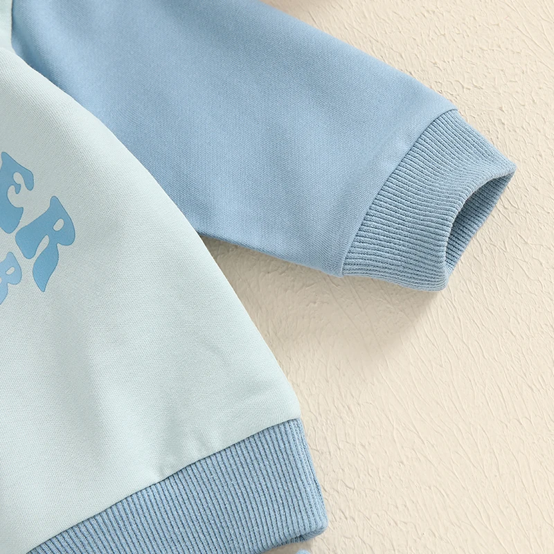 Conjunto de sudadera de manga larga con estampado de letras para bebé, conjunto de pantalones de Color de contraste, ropa para niños pequeños, 2 piezas, otoño