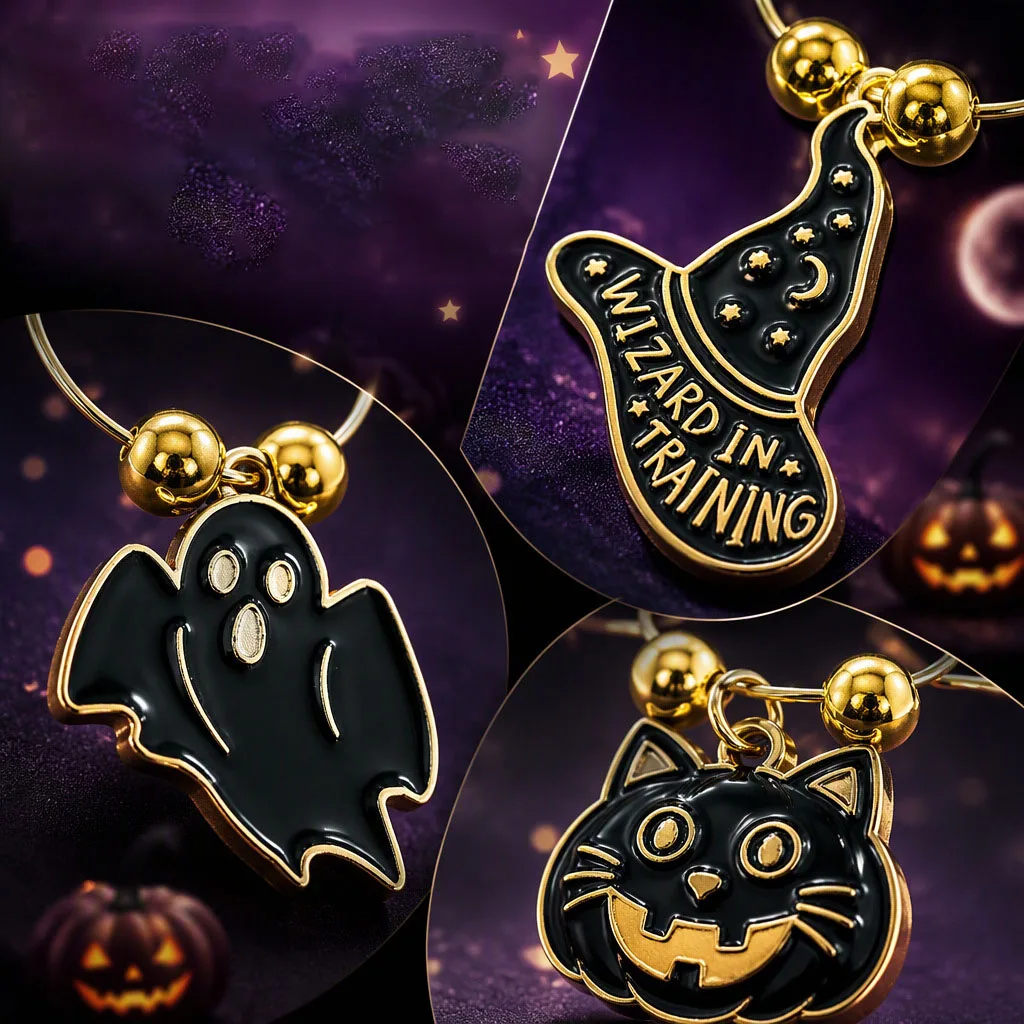 Set of 6pcs Halloween Party Wine Glass Marker Charms Rings Marker Bar Table Decorations
