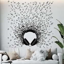Large Headphones Music Notes Wall Sticker Children Room Music Instrument Jazz Rock DJ Wall Decal Playroom Bedroom Vinyl Decor