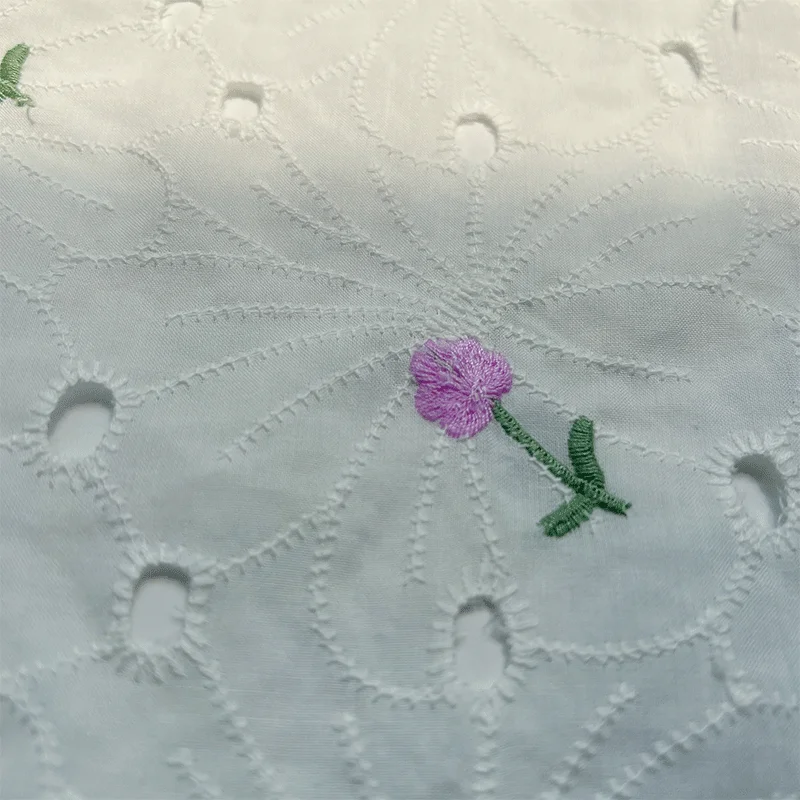 145x50cm Summer Cotton White Hollow Flower Embroidery Little  Fabric, making Fashion Dress Shirt Clothing cloth