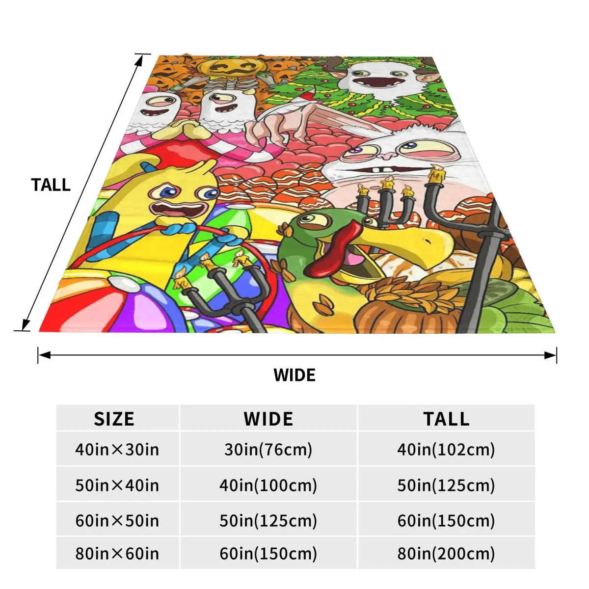 My Singing Monster Cartoon Blanket Flannel Sofa Throw Blanket Portable for Home Bedroom Office Throws Bedspread Quilt