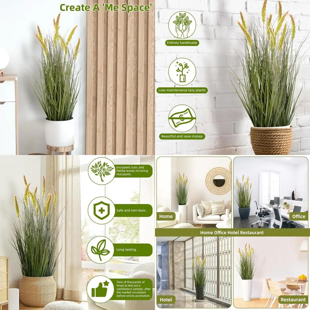 

2 Pack 36 Artificial Tall Grass Plants with Pots for Indoor & Outdoor Decor